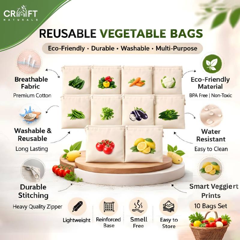FreshNest | Reusable Fridge Vegetable Storage Bags