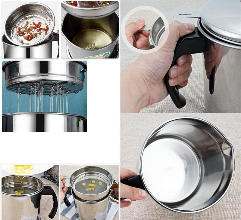 Stainless Steel Oil Filter Pot | 1.4L Durable and Reusable