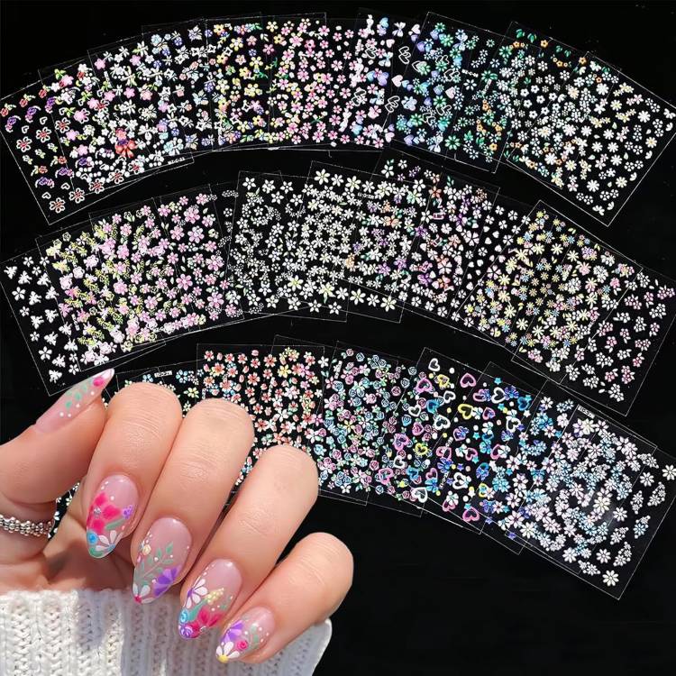 BloomTips | 30 Sheets 3D Floral Nail Art Stickers