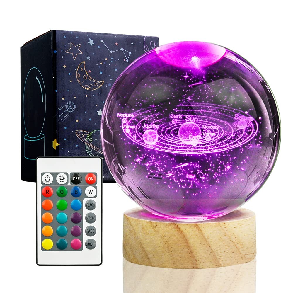 CrystalGlow | Solar System Crystal Ball Night Lamp