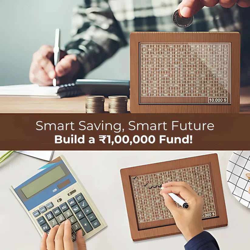 Saving Challenge Wooden piggy bank