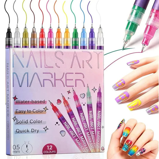 NailMagic Nail Art Marker Pen Set (12 Colors)