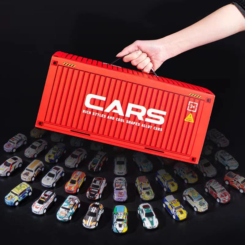 48 Mini Pull Back Cars with Built In Garage Set