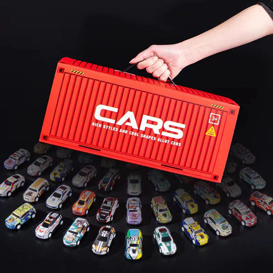 48 Mini Pull Back Cars with Built In Garage Set