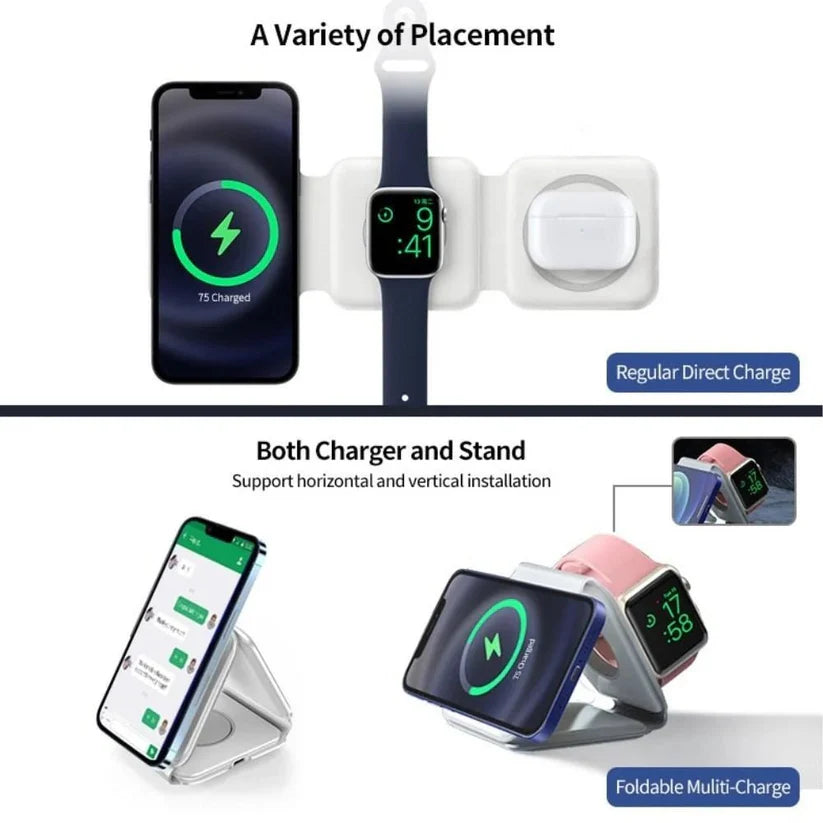 ChargeSphere™ 3-in-1 Foldable Magnetic Fast Wireless Charging Station
