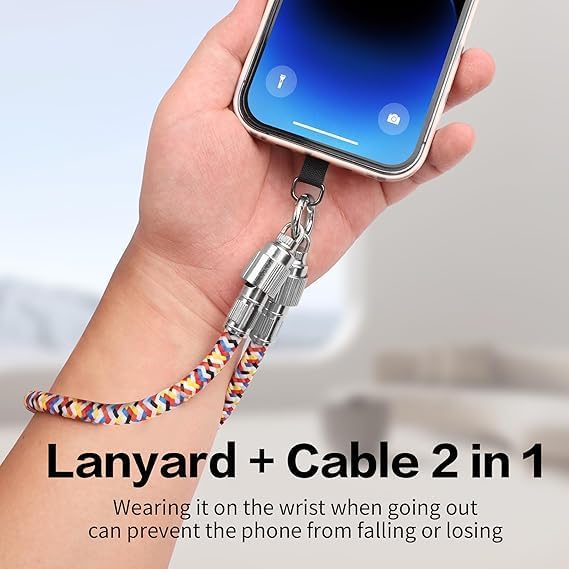 2-in-1 Fast Charging Phone Wrist Lanyard (30cm USB-C)