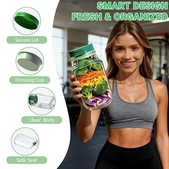 Leakproof BPA-Free Salad Jar with Side Opening