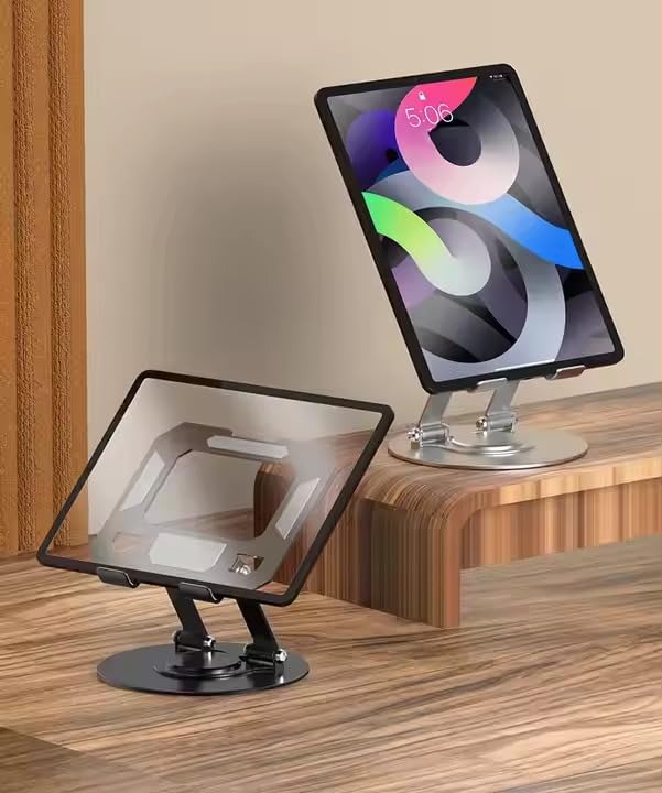Portable 360° Rotating Aluminum Stand Holder – For Tablets & Lightweight Laptops