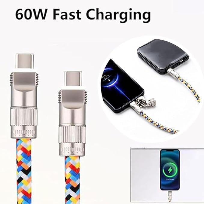 2-in-1 Fast Charging Phone Wrist Lanyard (30cm USB-C)
