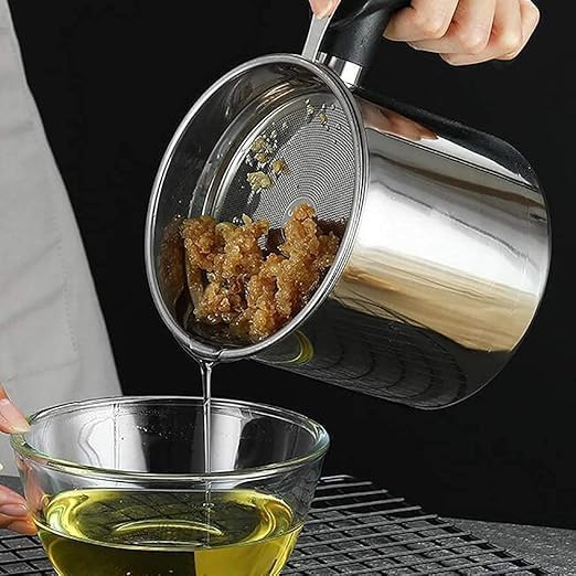 Stainless Steel Oil Filter Pot | 1.4L Durable and Reusable