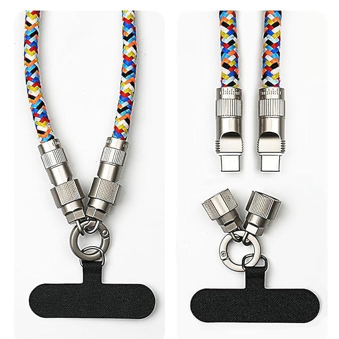 2-in-1 Fast Charging Phone Wrist Lanyard (30cm USB-C)