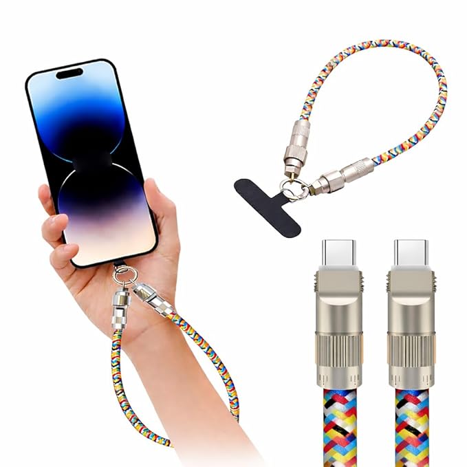 2-in-1 Fast Charging Phone Wrist Lanyard (30cm USB-C)