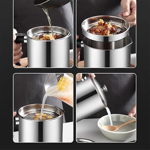 Stainless Steel Oil Filter Pot | 1.4L Durable and Reusable