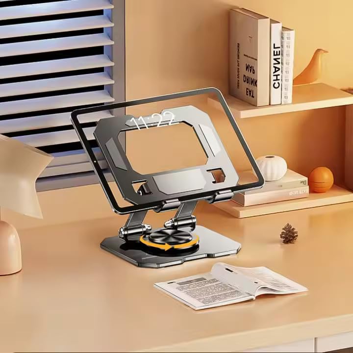 Portable 360° Rotating Aluminum Stand Holder – For Tablets & Lightweight Laptops
