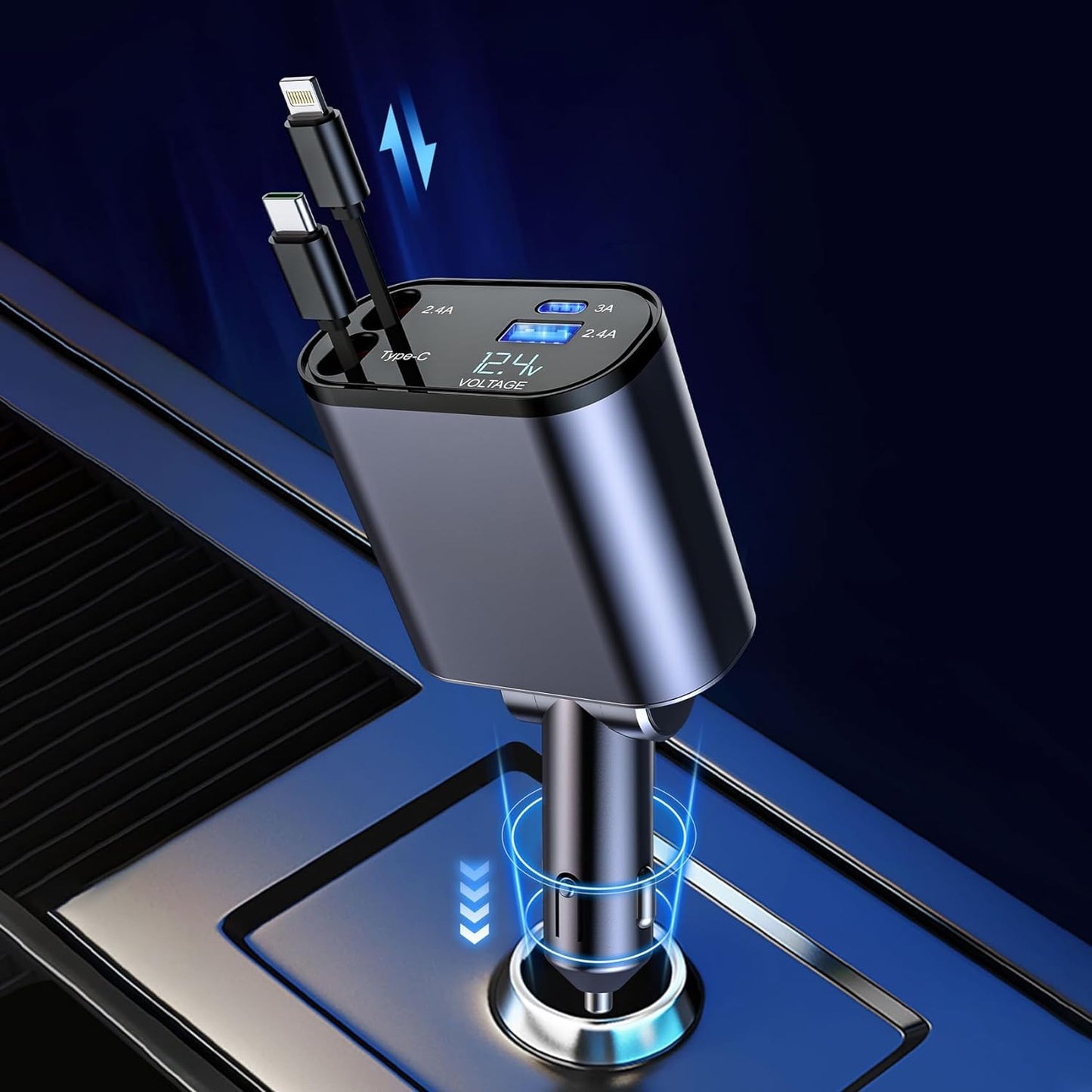 Retractable 4 in 1 Fast Car Charger