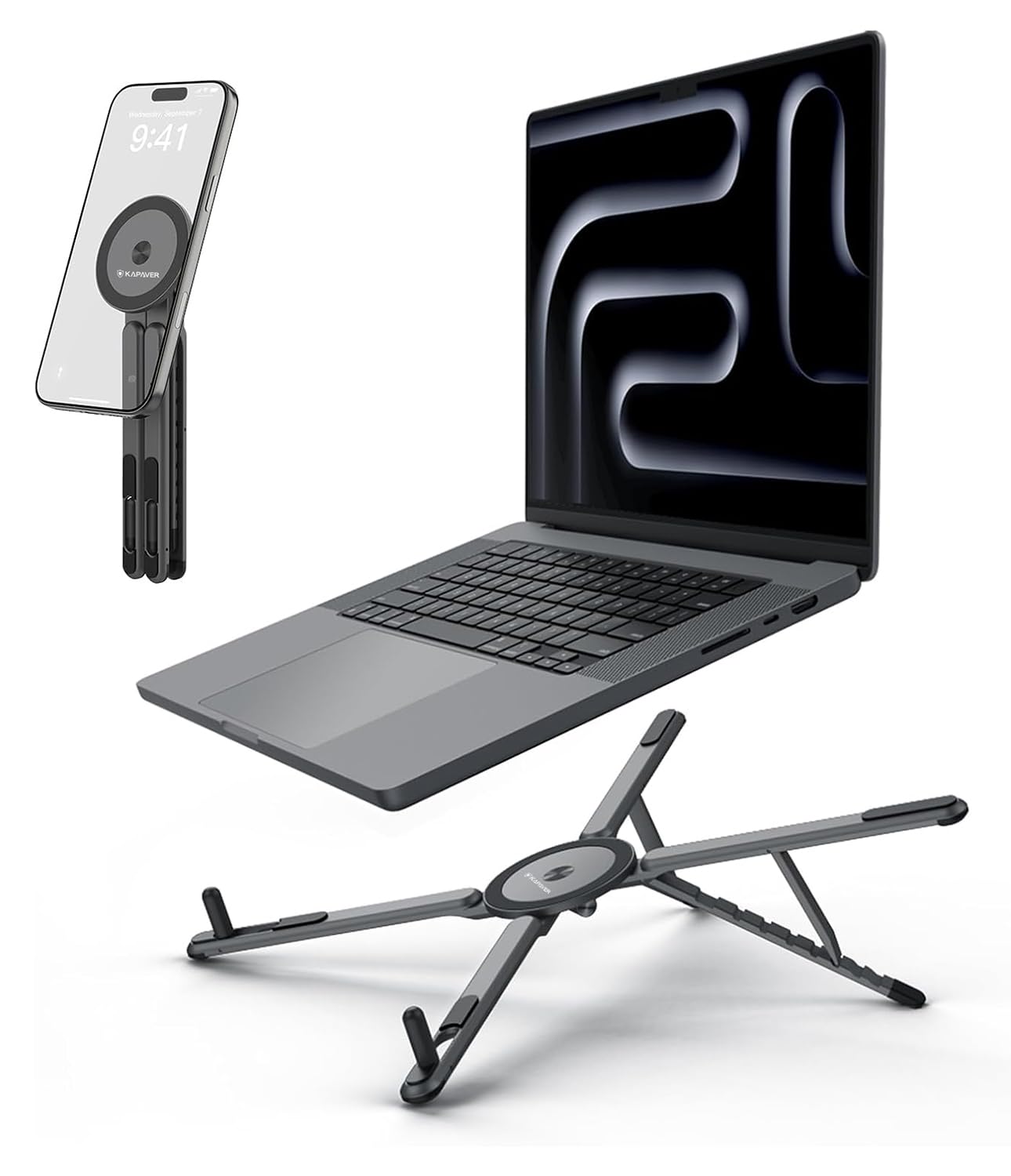 UniHold 360° 5 in 1 Magnetic Aluminum Alloy Stand -  For Laptop, Tablet & Phone