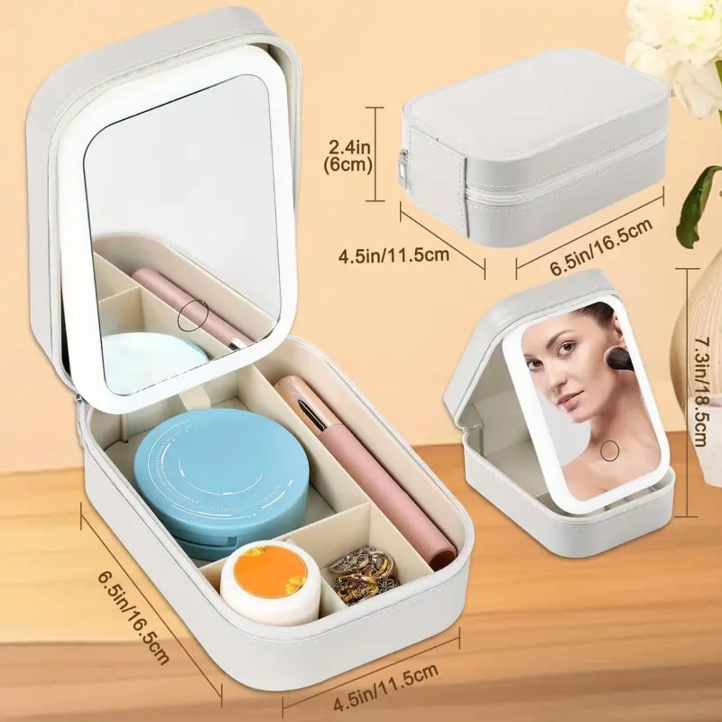 LumiGlow Travel LED Makeup Mirror Box