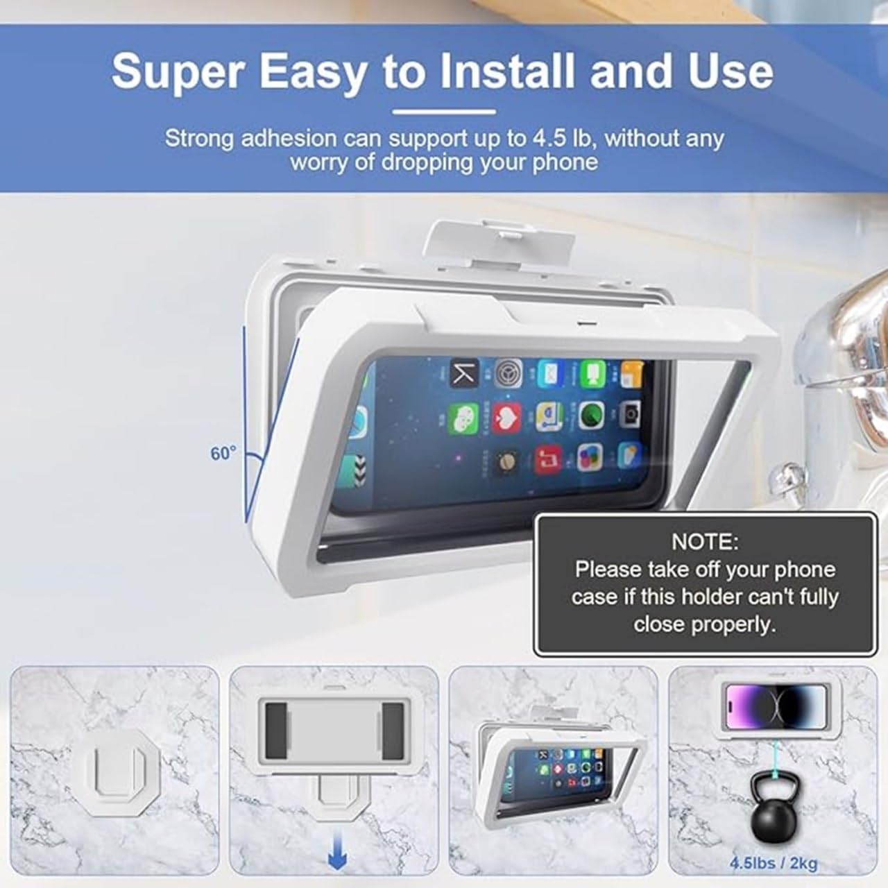 Waterproof Rotating Shower Phone Holder