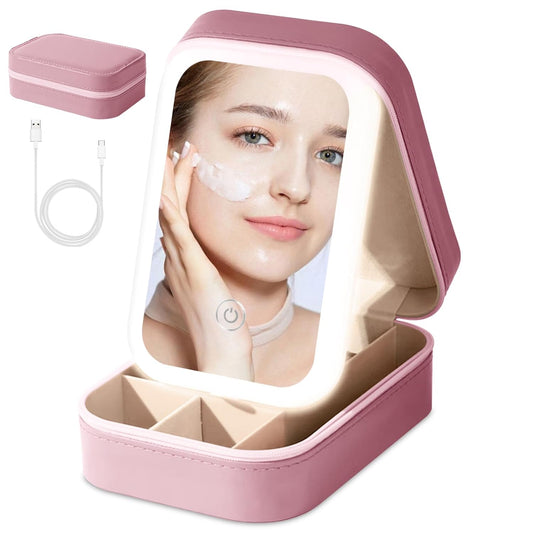 LumiGlow Travel LED Makeup Mirror Box