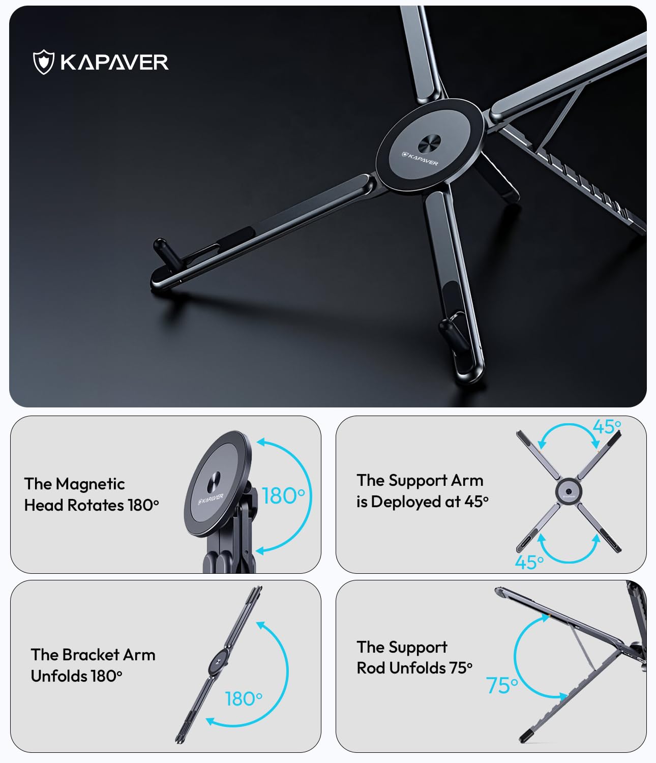 UniHold 360° 5 in 1 Magnetic Aluminum Alloy Stand -  For Laptop, Tablet & Phone