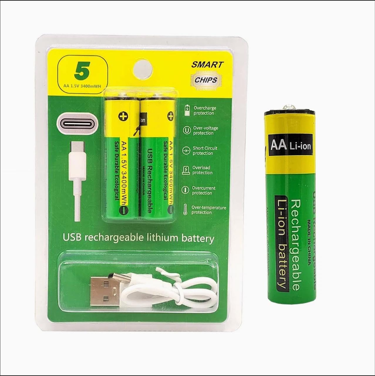 ChargeX Type-C Rechargeable AA Batteries