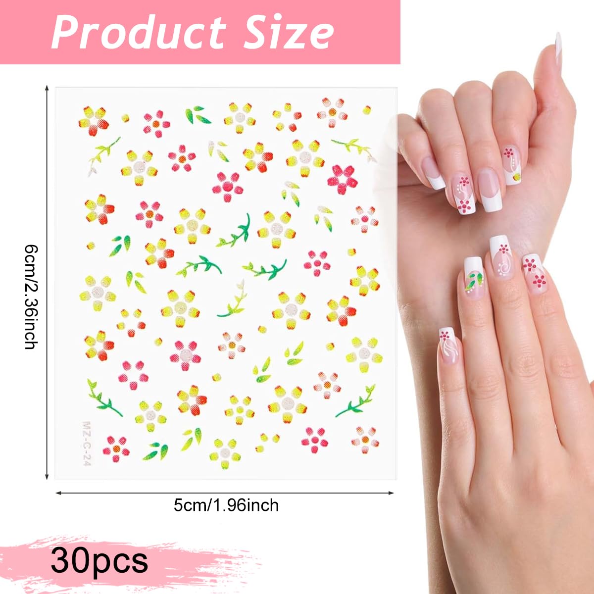 BloomTips | 30 Sheets 3D Floral Nail Art Stickers
