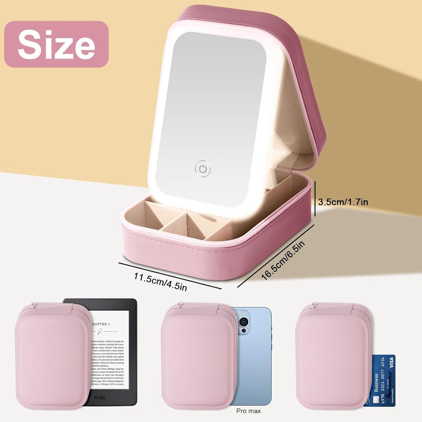 LumiGlow Travel LED Makeup Mirror Box