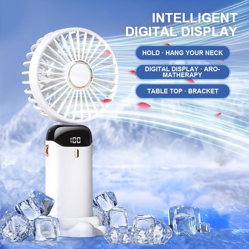 AirFlex Mini Fan – Foldable, Rechargeable, 5 Speed Mode, Digital Display
