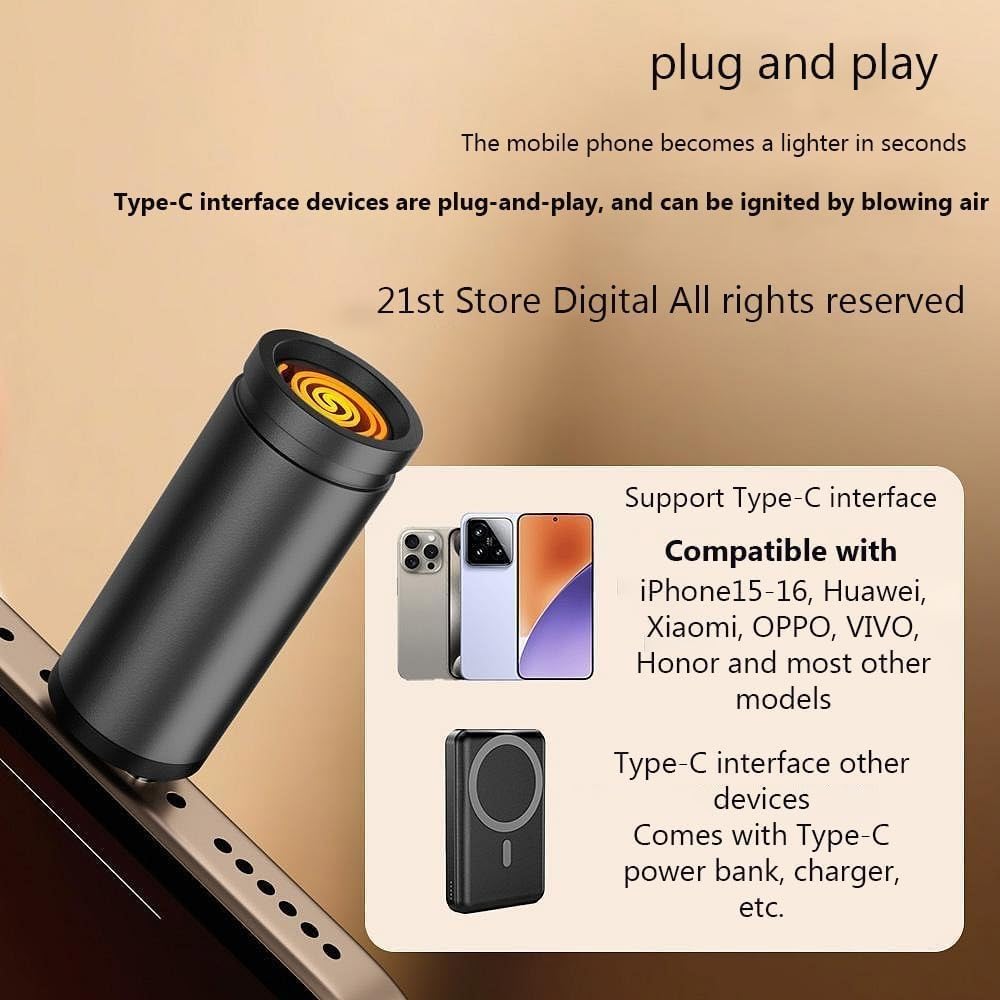 Portable Type C Mini Cigarette Lighter with Keychain