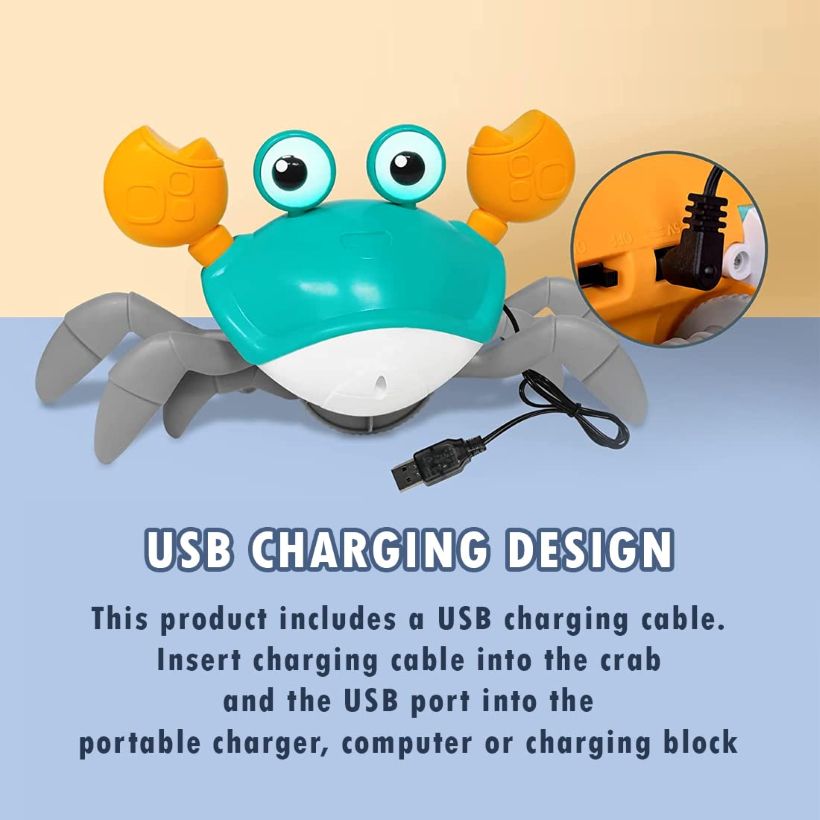 Cute Dancing Crab Toy with Light & Music – USB Rechargeable
