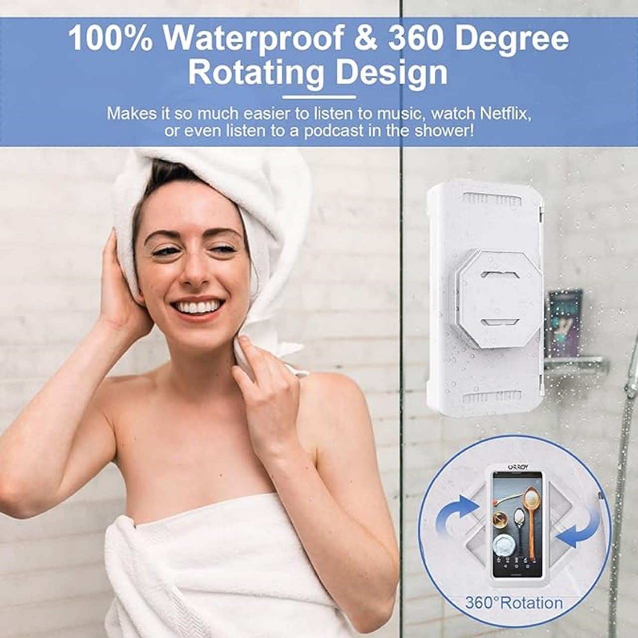 Waterproof Rotating Shower Phone Holder