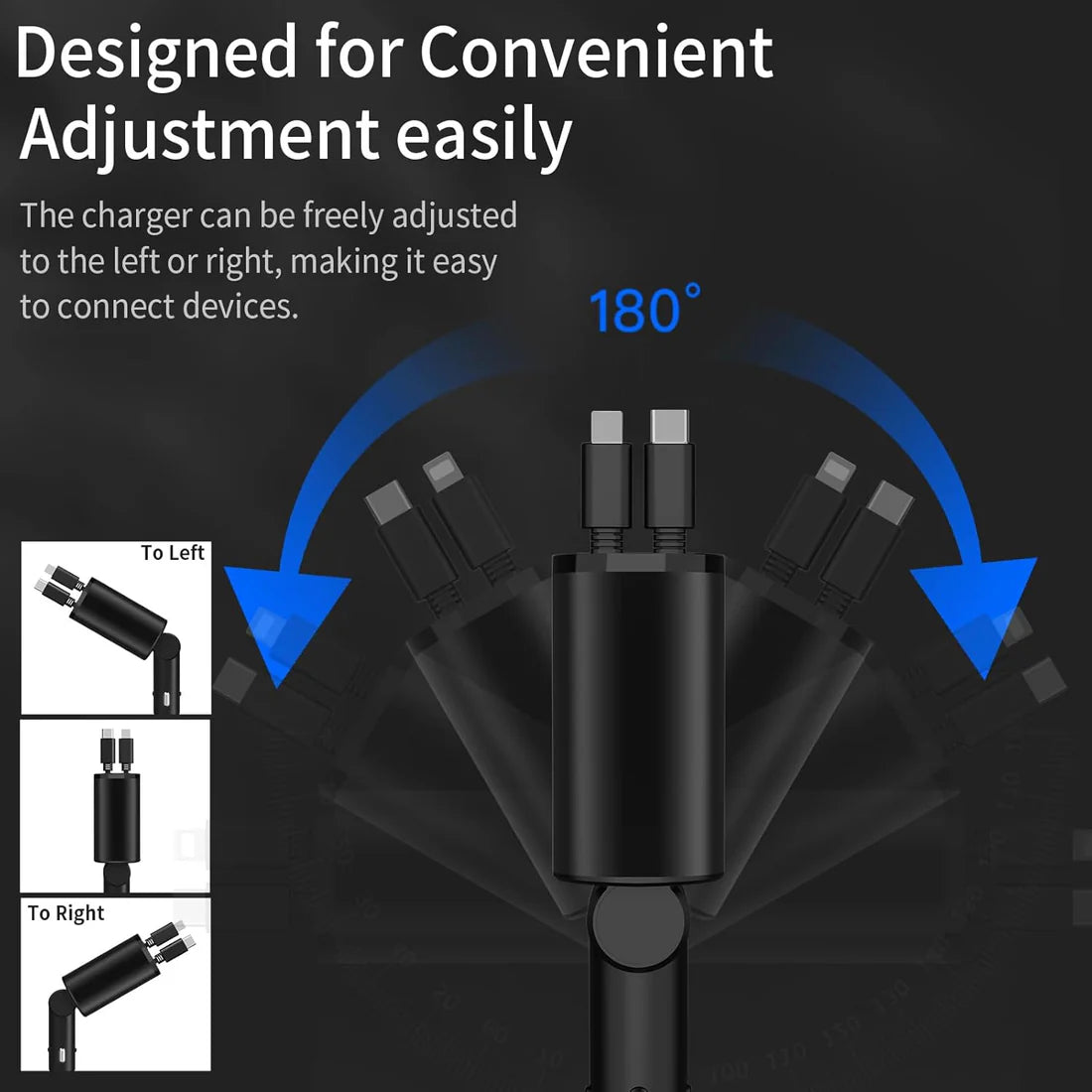 Retractable 4 in 1 Fast Car Charger