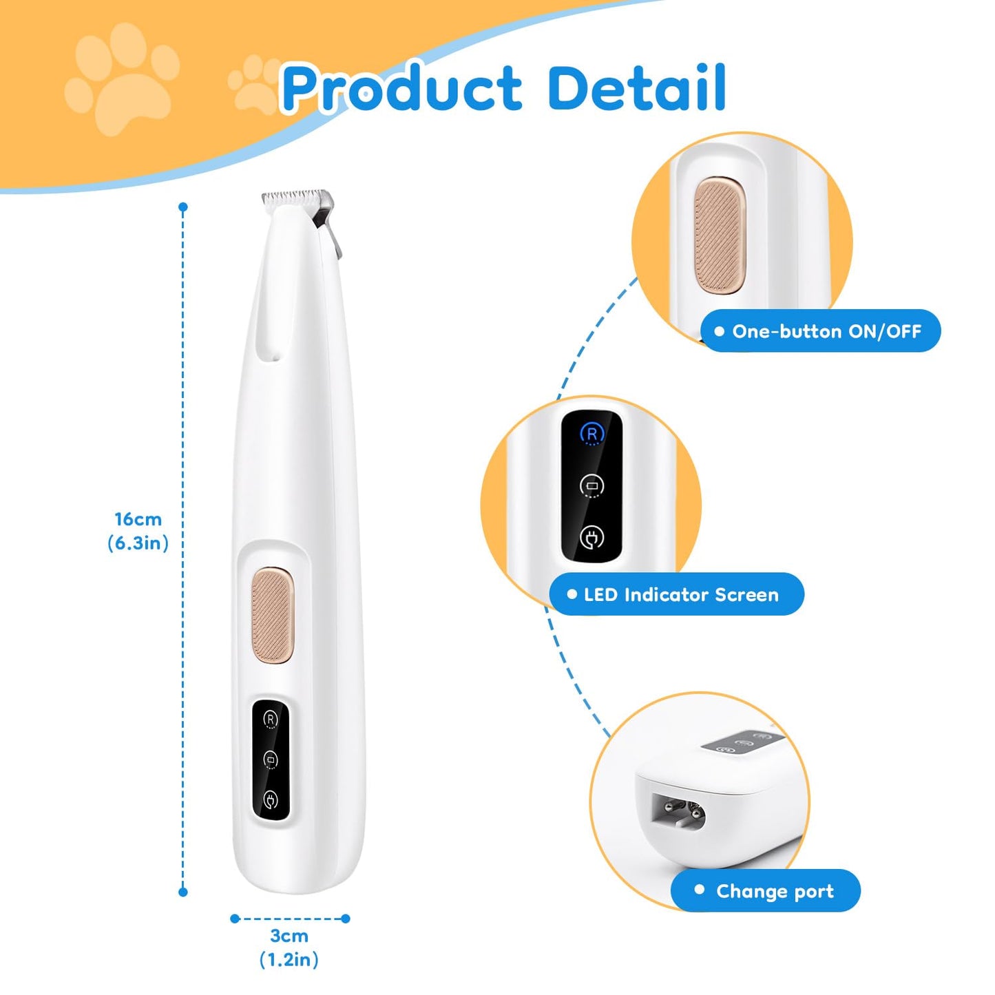 PawTrim Pro Pet Grooming Trimmer – Waterproof, Low Noise with LED Light