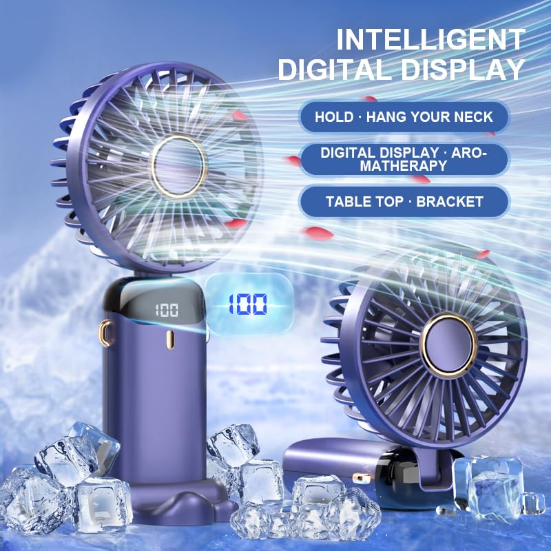 AirFlex Mini Fan – Foldable, Rechargeable, 5 Speed Mode, Digital Display