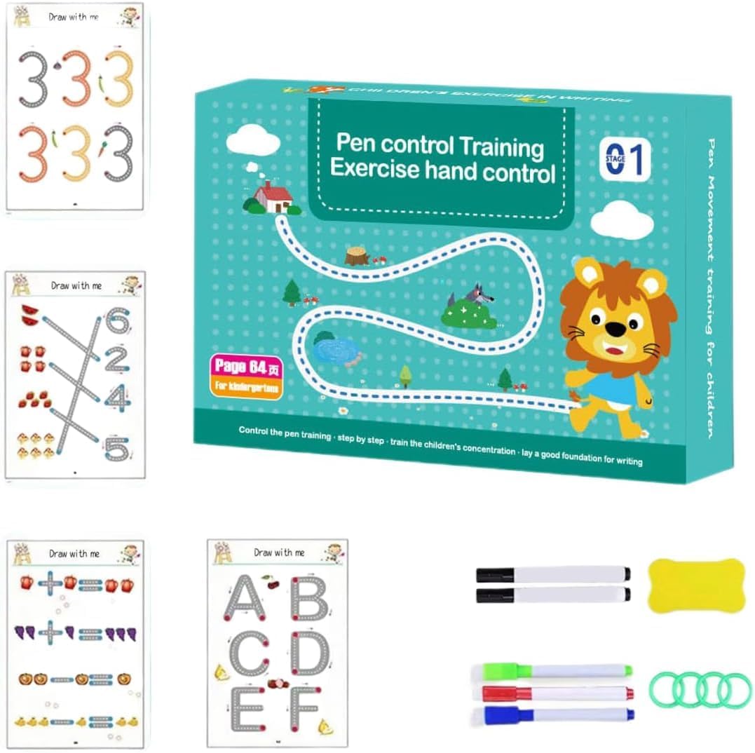 Kids Reusable 64 Page Practice Workbook Set