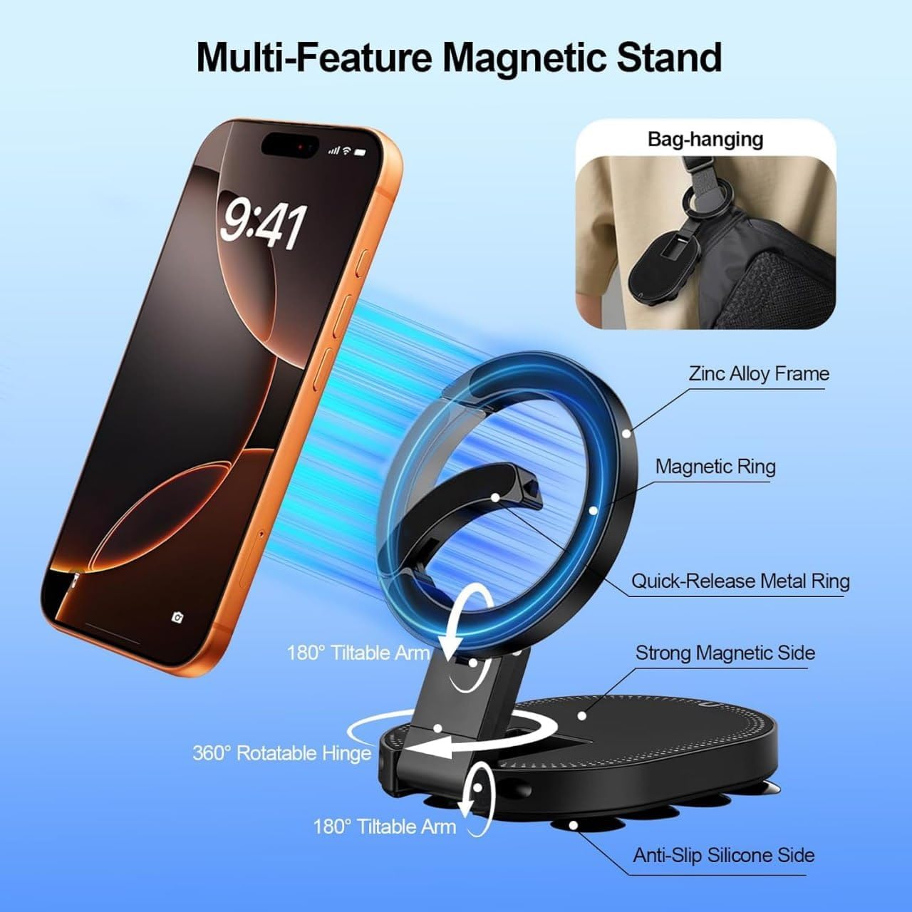 UltraMagGrip 360 | 3-in-1 Magnetic Phone Holder