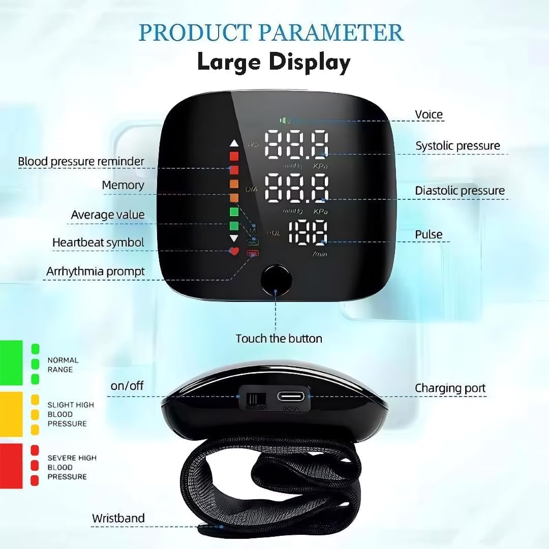 PulseEase | Rechargeable Wrist BP and Heart Rate Monitor