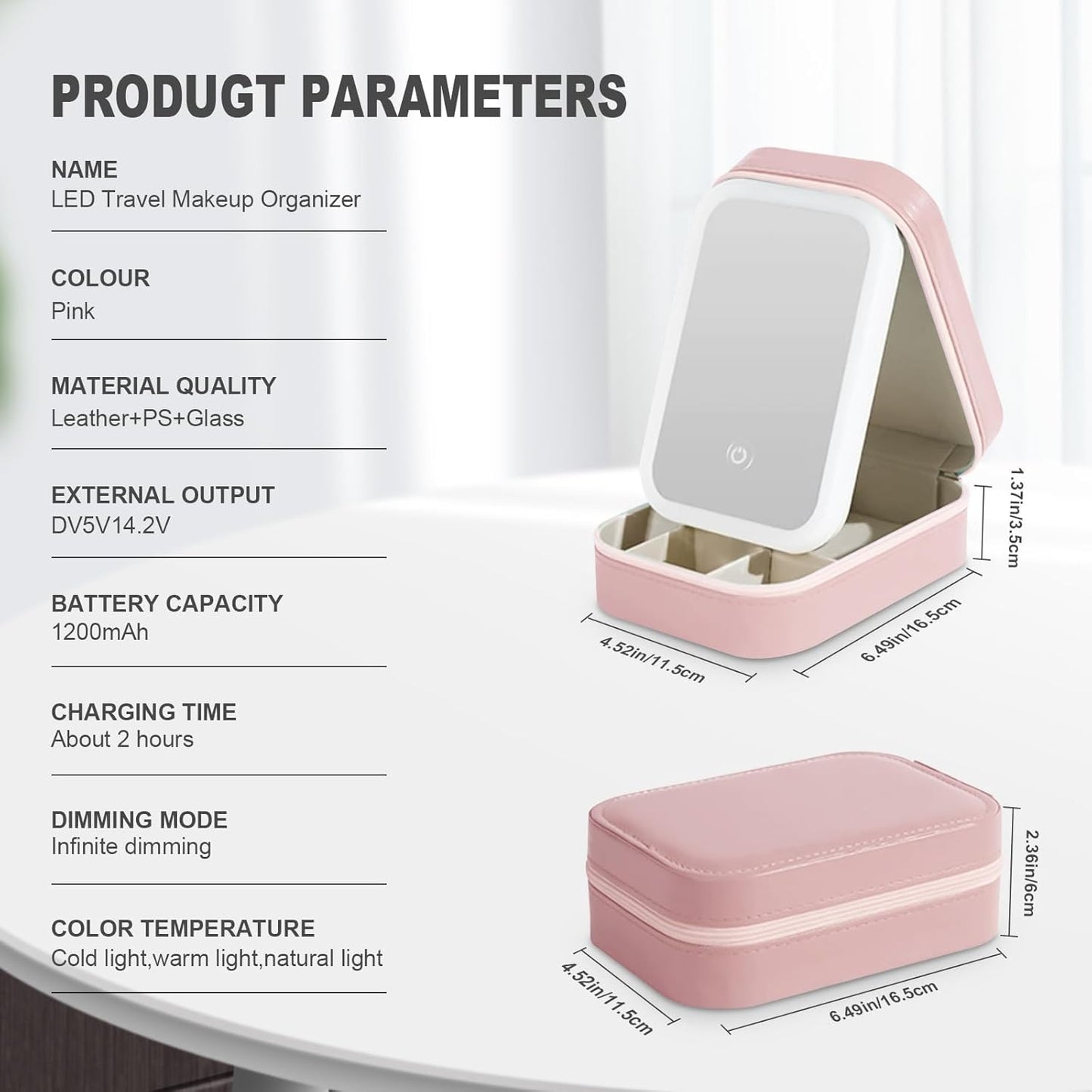 LumiGlow Travel LED Makeup Mirror Box