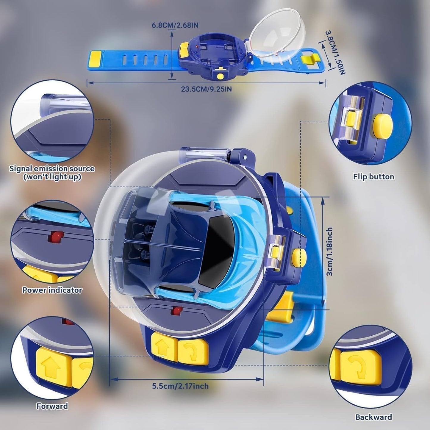 WristRacer Rechargeable Mini RC Watch Car Toy