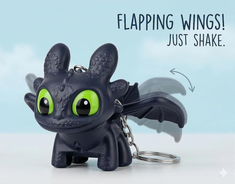 Dragon Keychain with Moving Wings, Sound and Lights