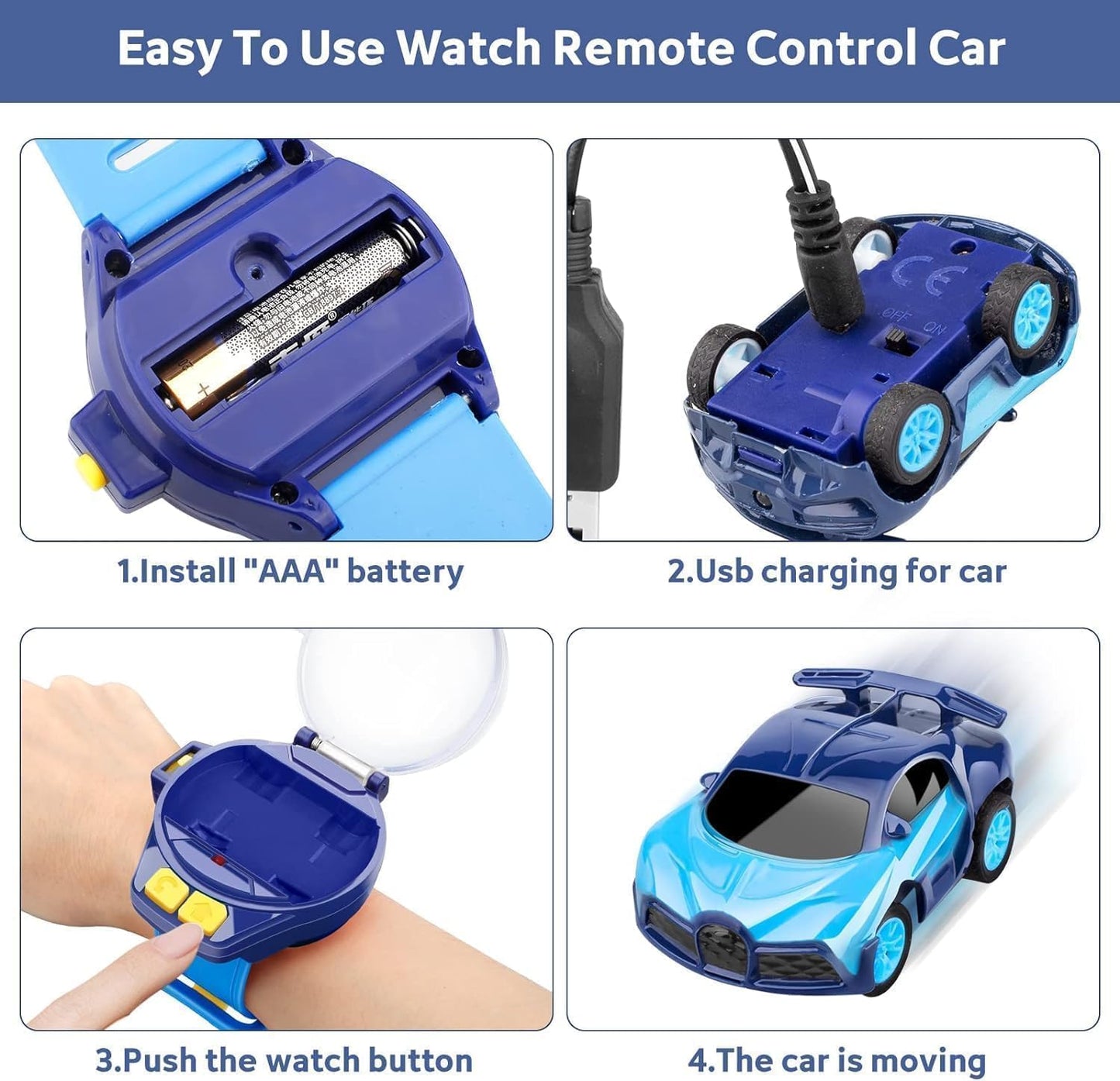 WristRacer Rechargeable Mini RC Watch Car Toy