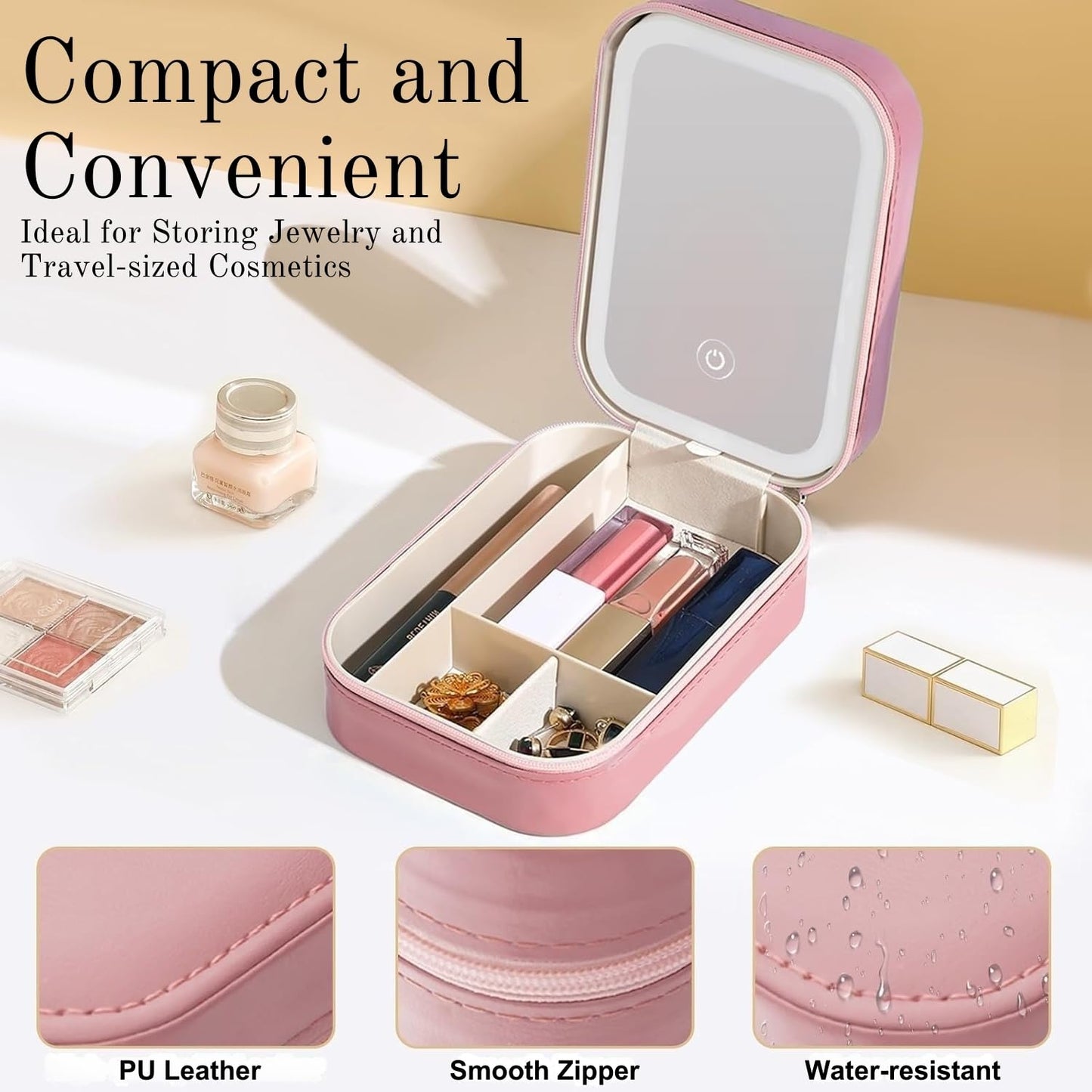 LumiGlow Travel LED Makeup Mirror Box