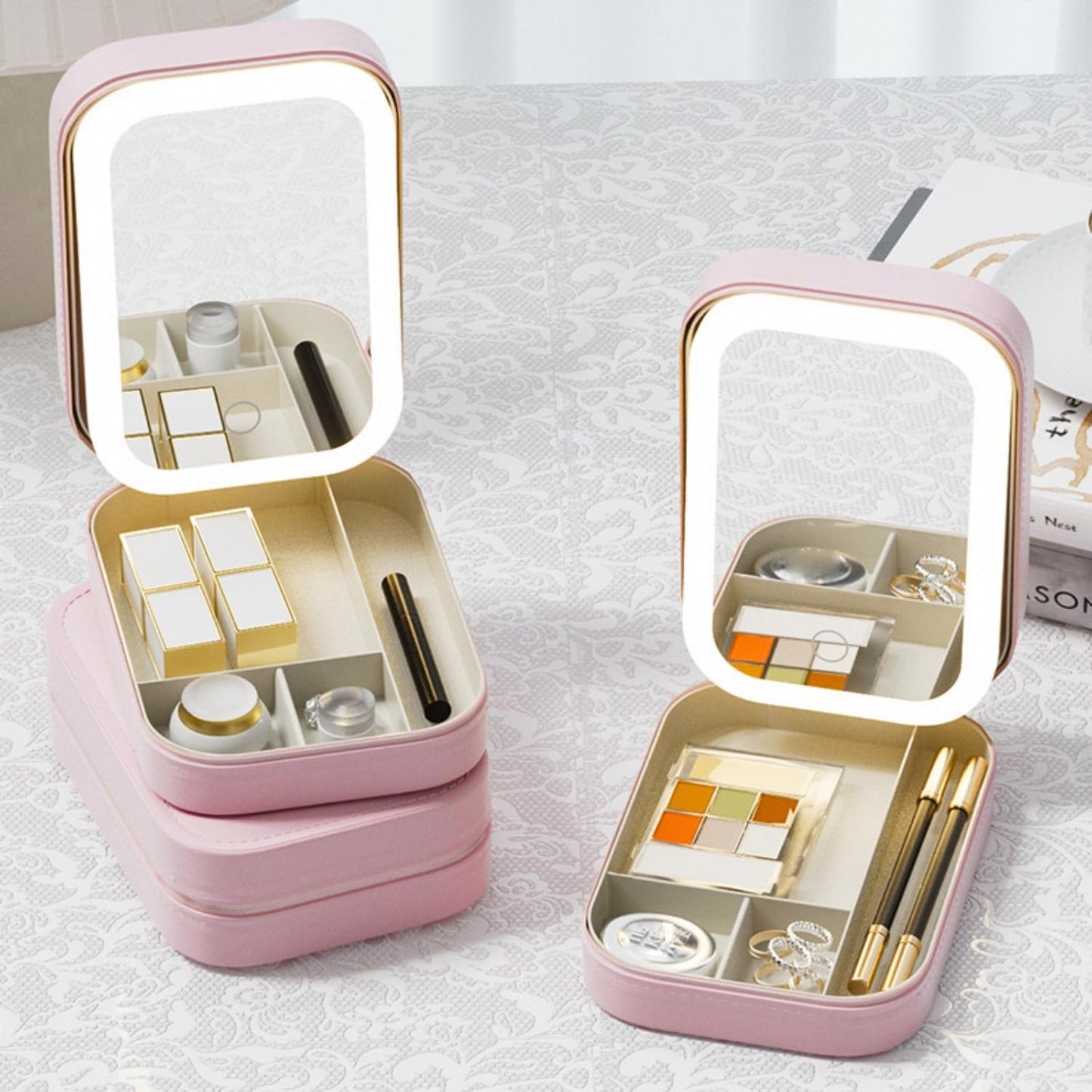 LumiGlow Travel LED Makeup Mirror Box
