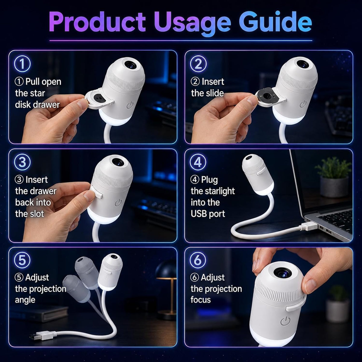 GalaxyGlow | Deluxe HD USB Projector Night Light