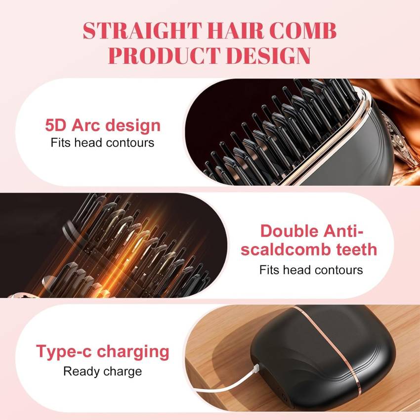 SilkComb - Wireless Mini Portable Hair Straightening Comb