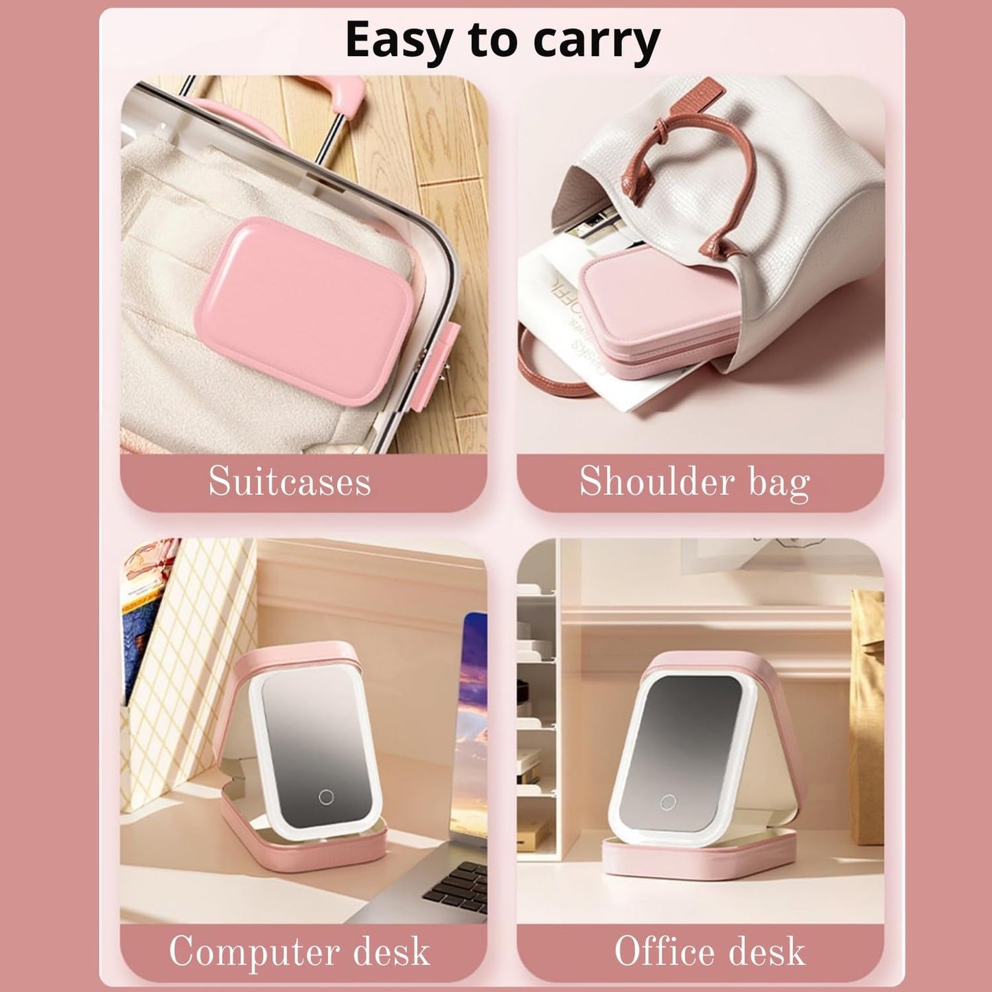 LumiGlow Travel LED Makeup Mirror Box