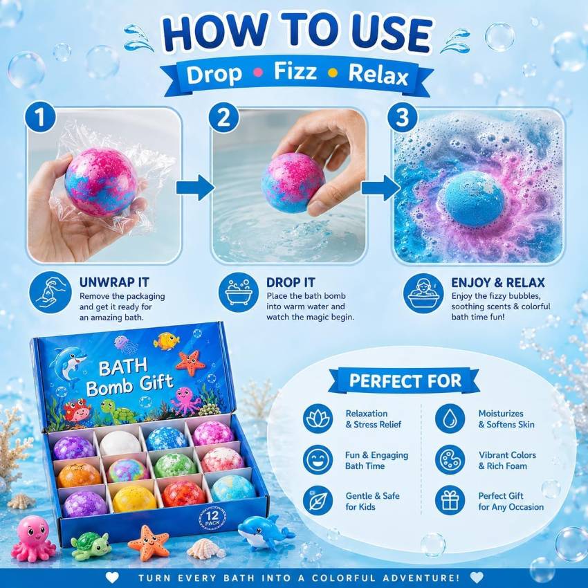 SurpriFizz | Kids Bath Bombs with Surprise Toy