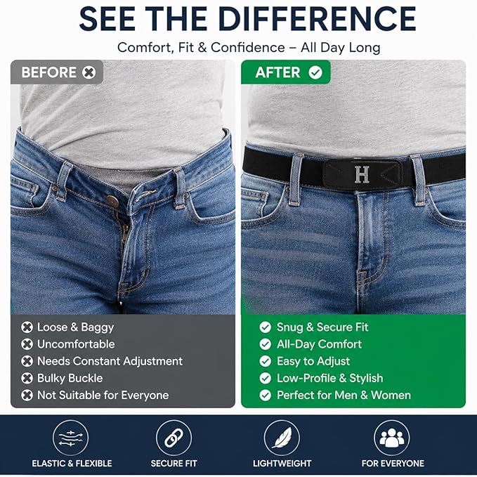 Invisible Buckle-Free Stretch Belt Hooks