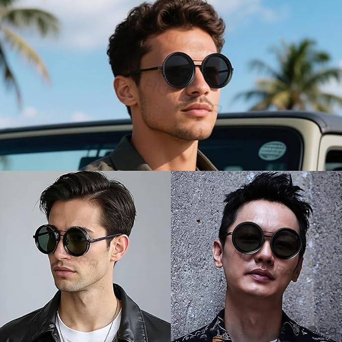Adjustable Tint Rotating Polarized Round Sunglasses for Men & Women