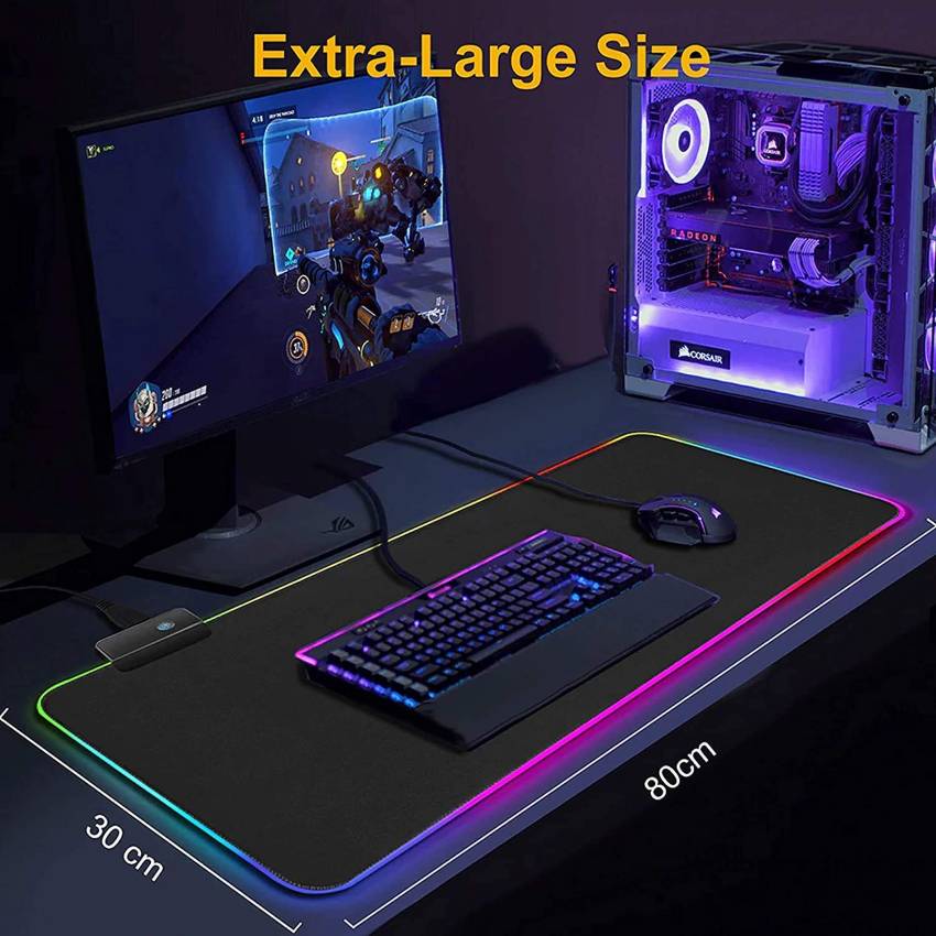 AuraBeam RGB Gaming Mouse Pad – 14 Lighting Modes, Smooth Control
